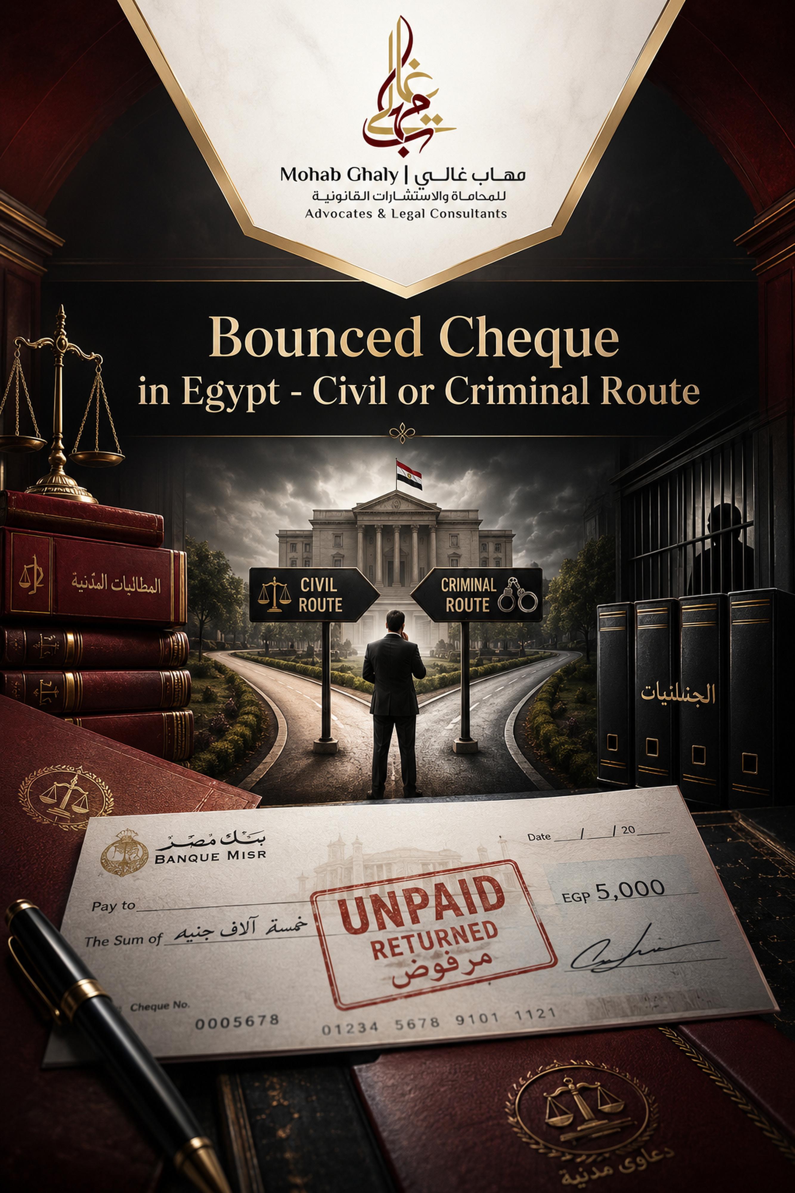 埃及债务追收与执行律师：bounced cheque Egypt 实务指南